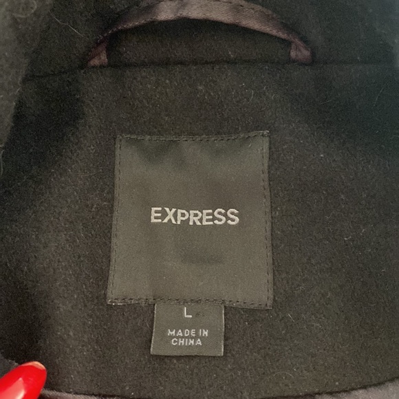 EXPRESS Black cape style wool blend jacket L - Picture 5 of 7